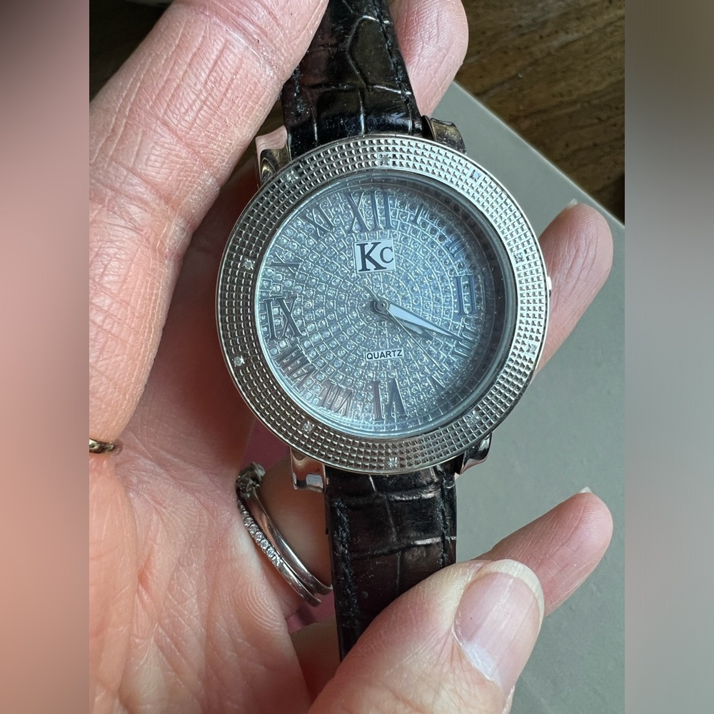 Men’s zircon encrusted face KC watch techno com